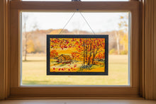 Load image into Gallery viewer, Fall Barn with Blue Grey Frame