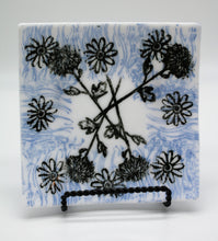 Load image into Gallery viewer, White Dish with Blue and Black Stamping