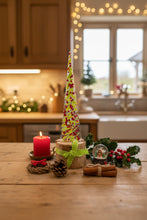 Load image into Gallery viewer, Christmas Lime Green with red berries tree in Birch Wood Stand