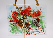 Load image into Gallery viewer, Merry Christmas Pine Cones with Red Bow Suncatcher