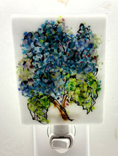 Load image into Gallery viewer, Blue and White Hydrangeas on Opaque White Glass Night Light