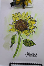 Load image into Gallery viewer, Thank You Sunflower Watercolor card