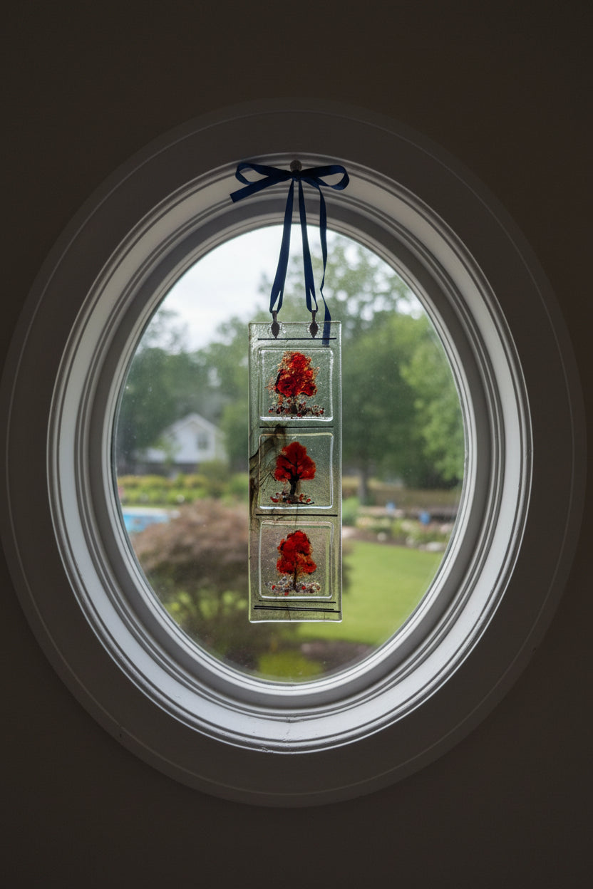 Three Autumn Red Trees Suncatcher