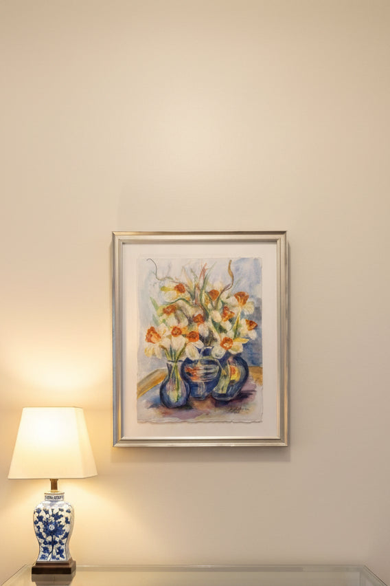 Three Blue Vessels with flowers Painting