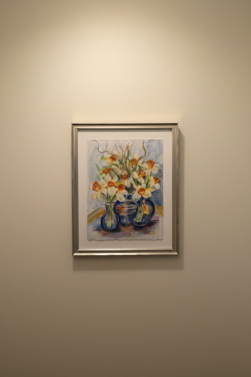 Three Blue Vessels with flowers Painting