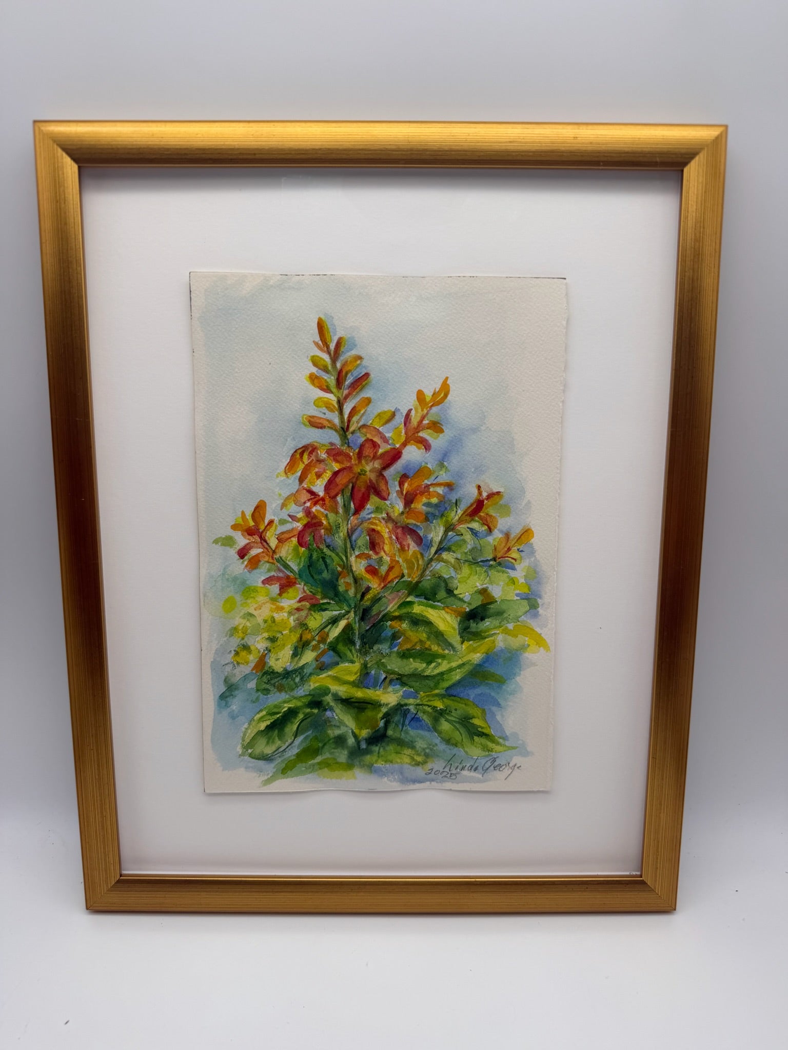 Orange Flowers Watercolor Painting