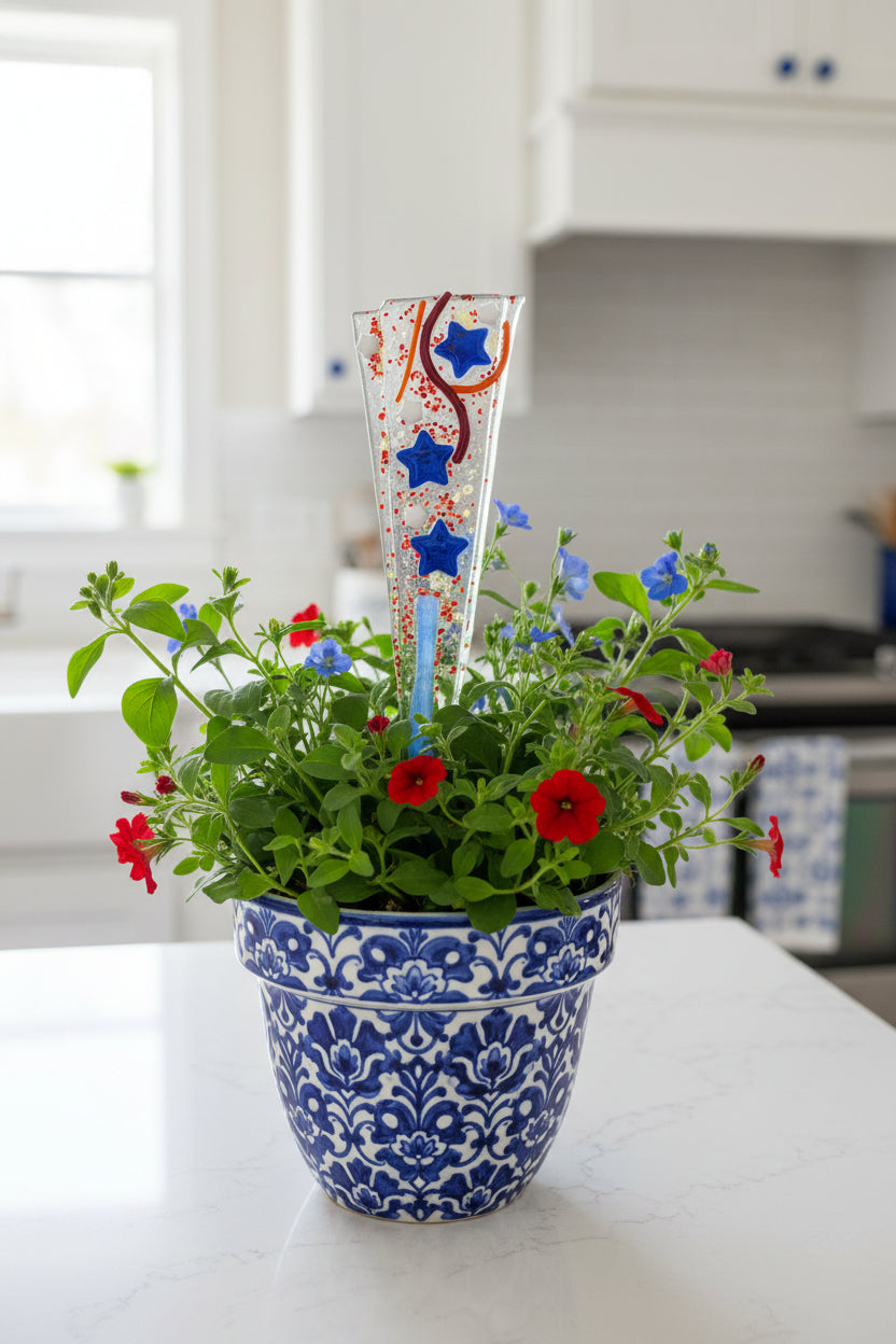 Red, White and Blue Patriotic Plant Stake