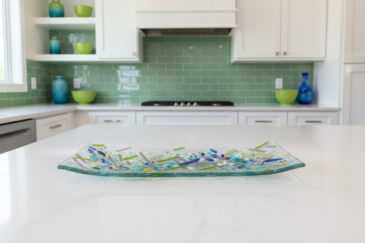 Abstract on Clear Glass Platter