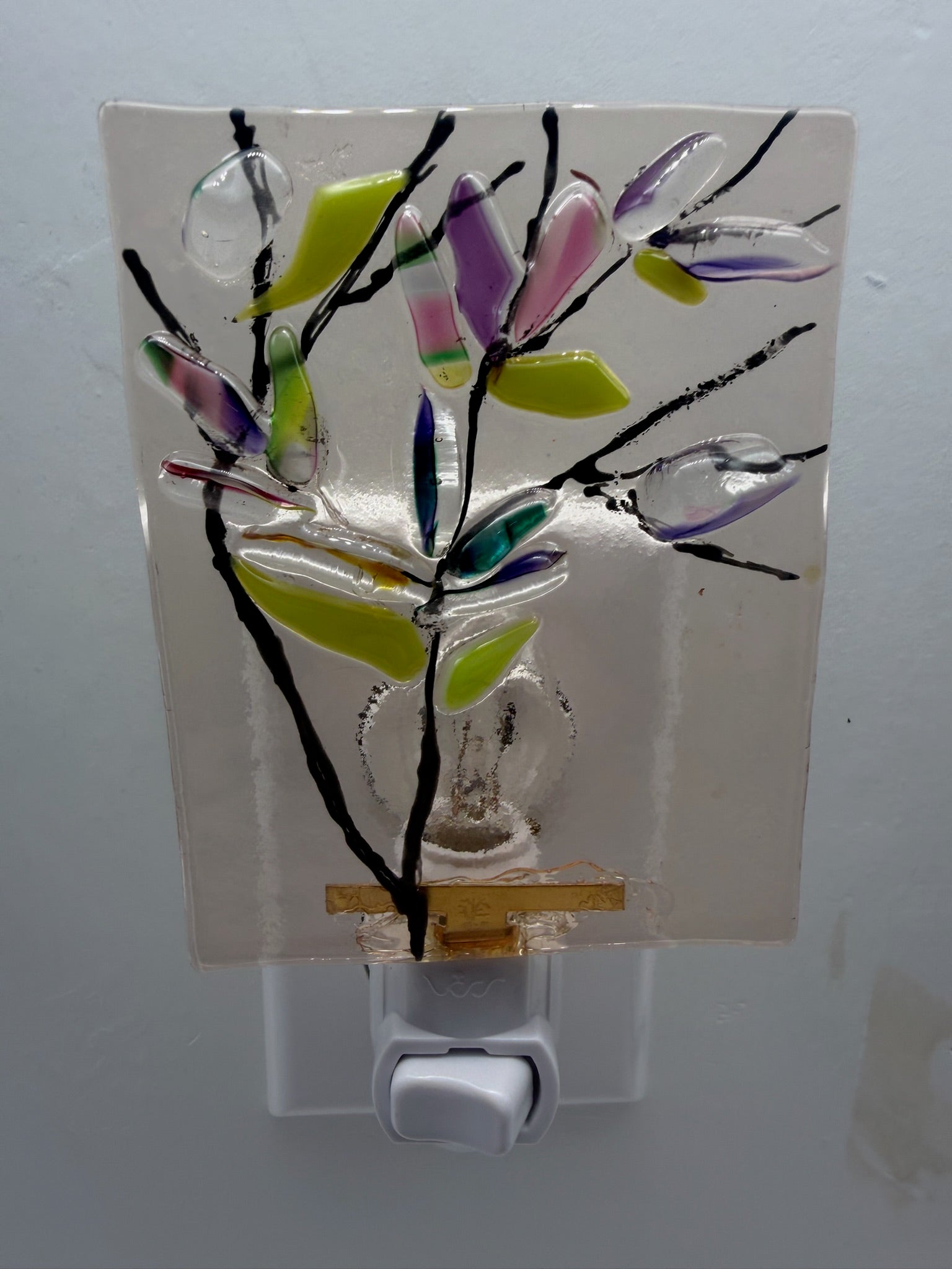 Blown Glass Flower Petals Night Light