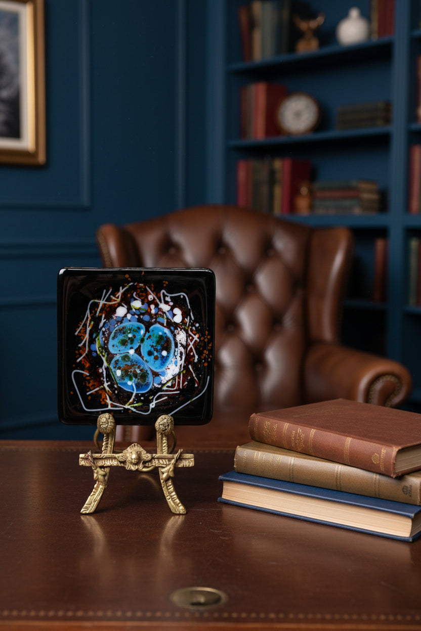 Bird Egg Nest on Dark Black Glass