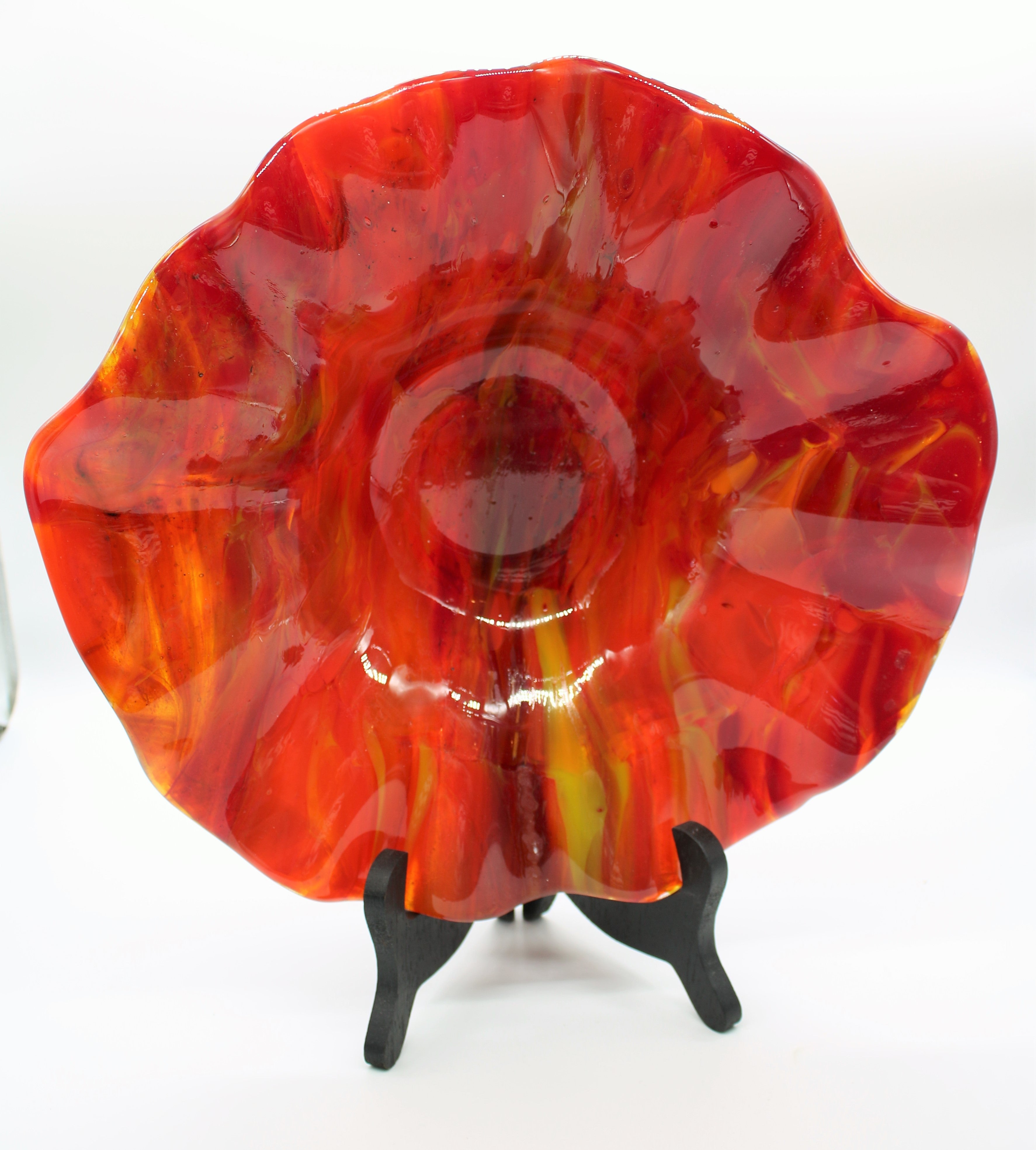 Large Red, Yellow, Orange and Green Swirl Bowl
