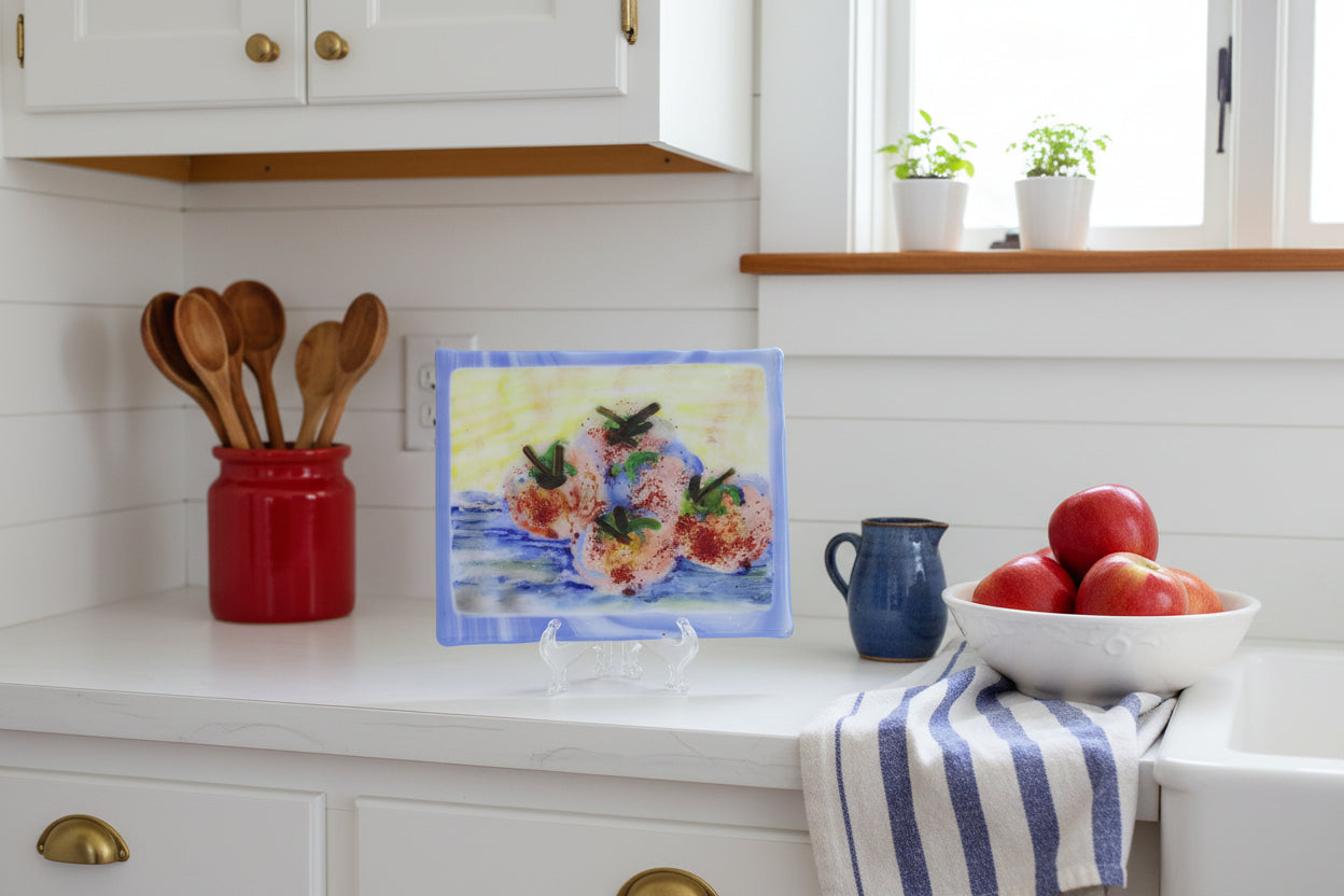 Apples on Blue Plate