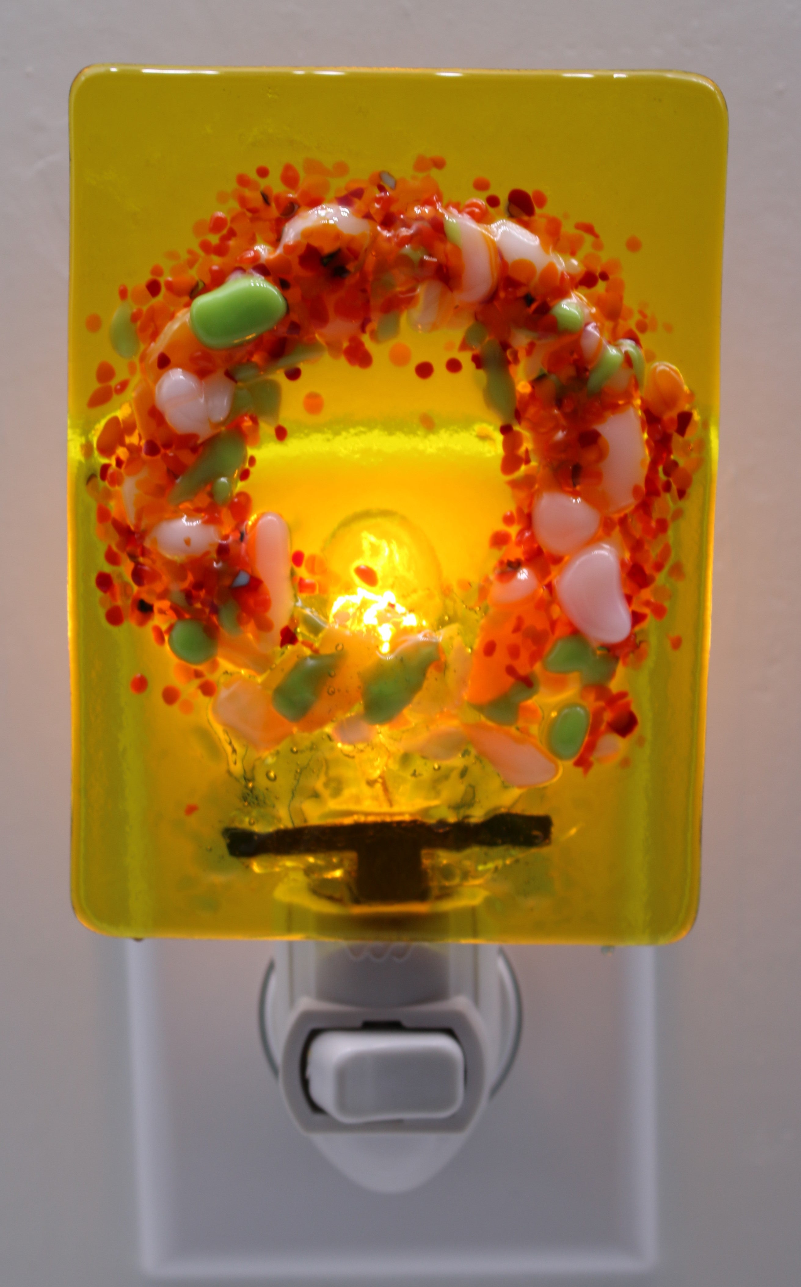 Fall Wreath on Yellow Transparent Glass