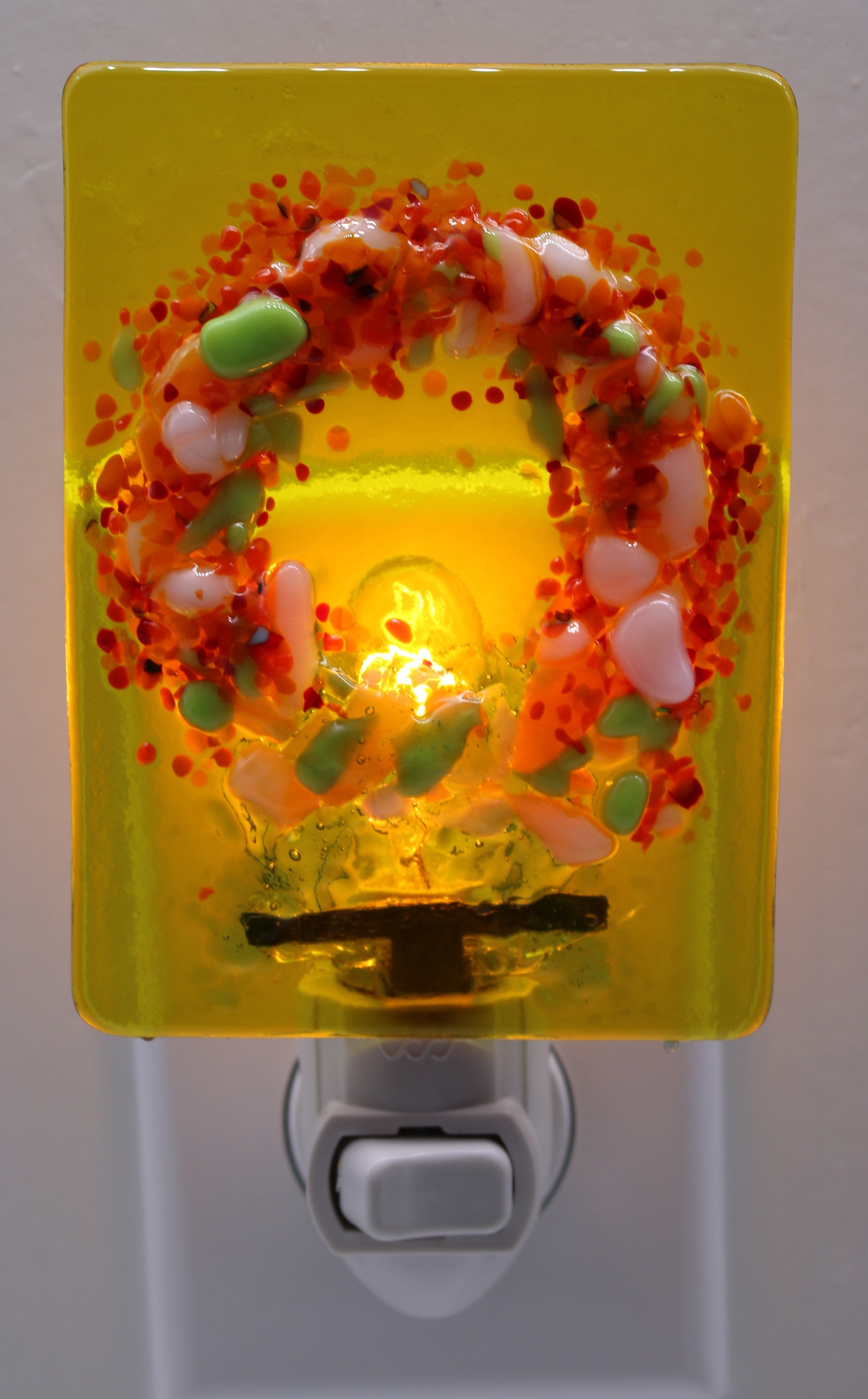 Fall Wreath on Yellow Transparent Glass