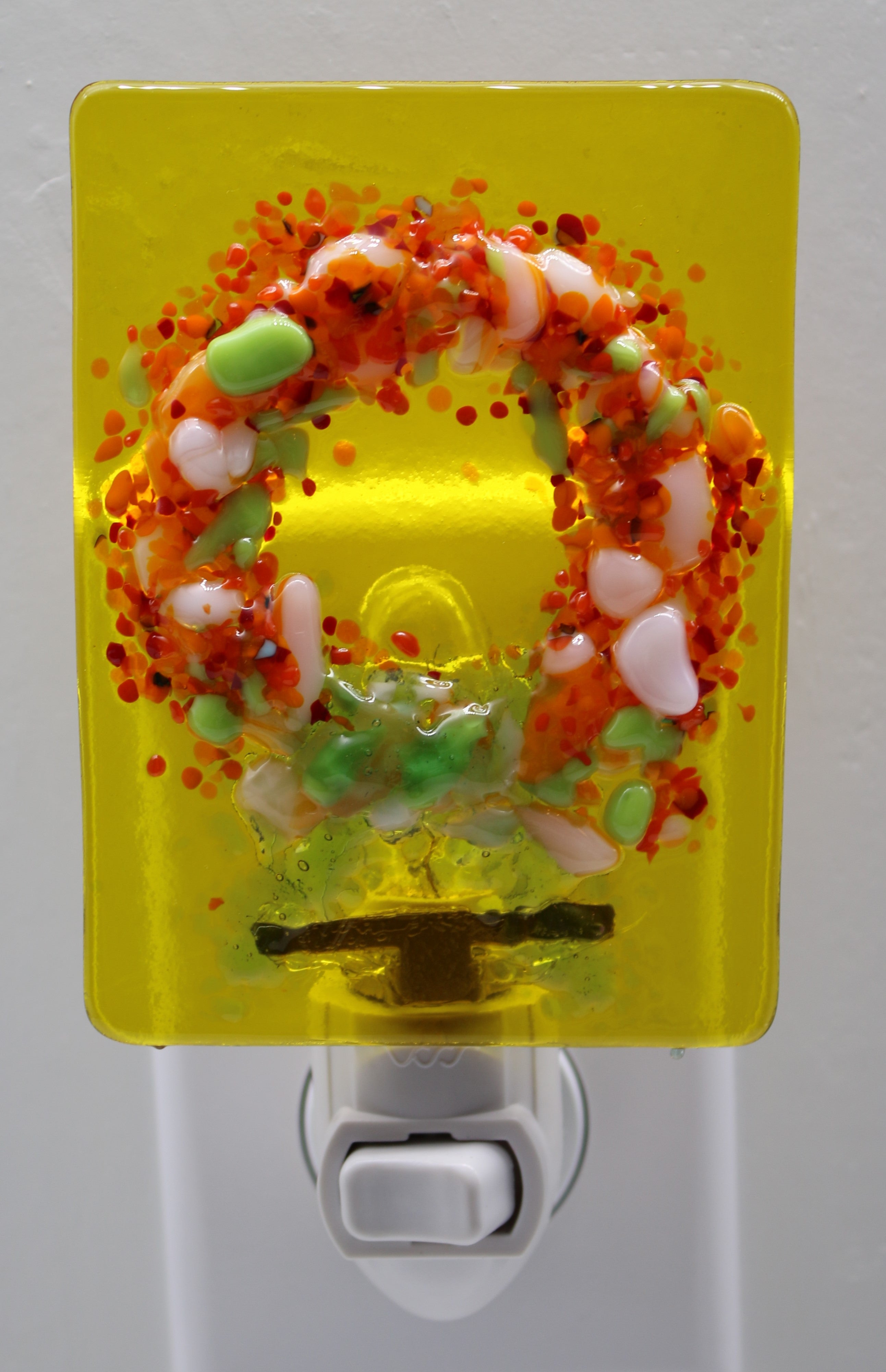 Fall Wreath on Yellow Transparent Glass