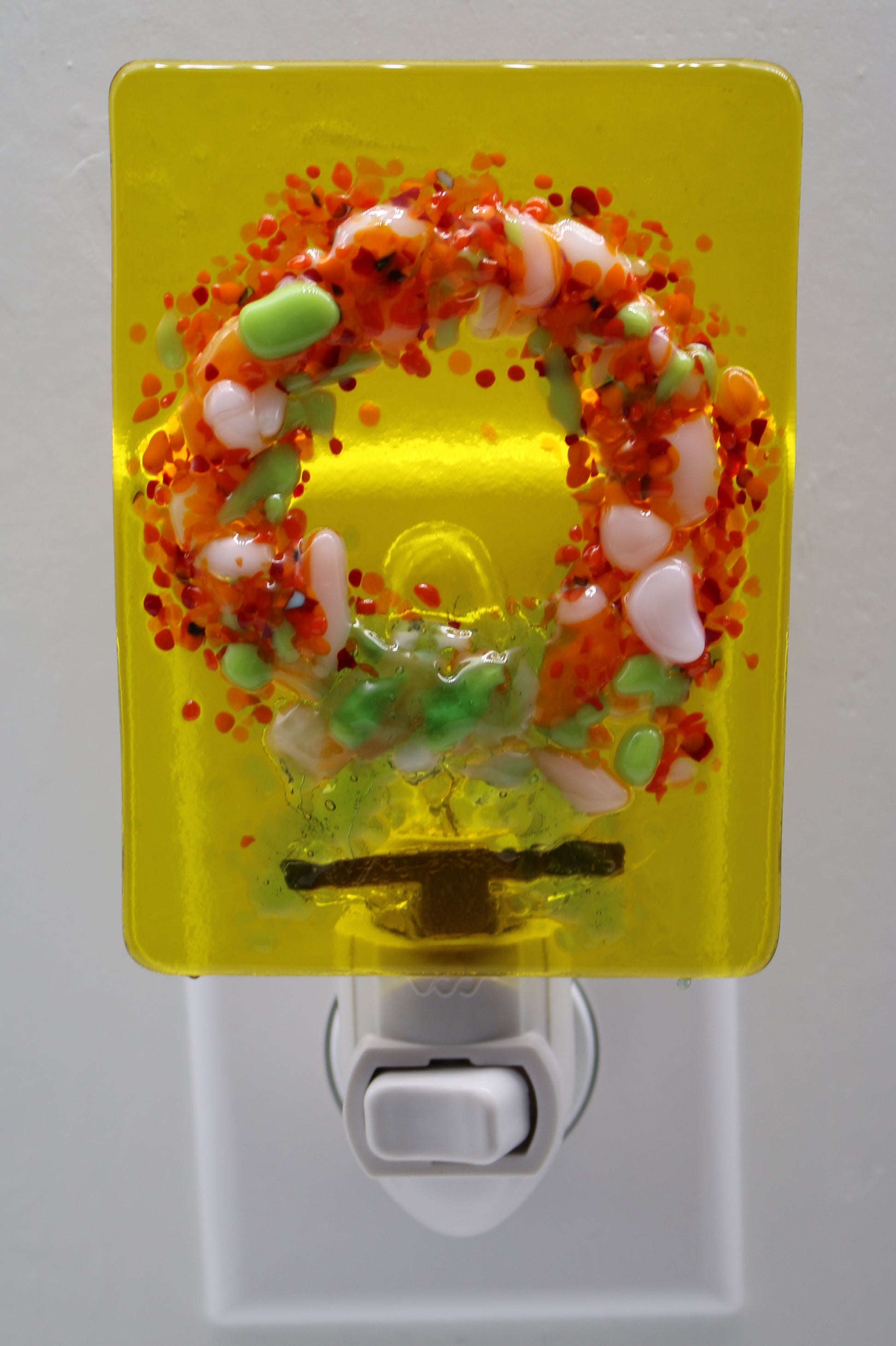 Fall Wreath on Yellow Transparent Glass