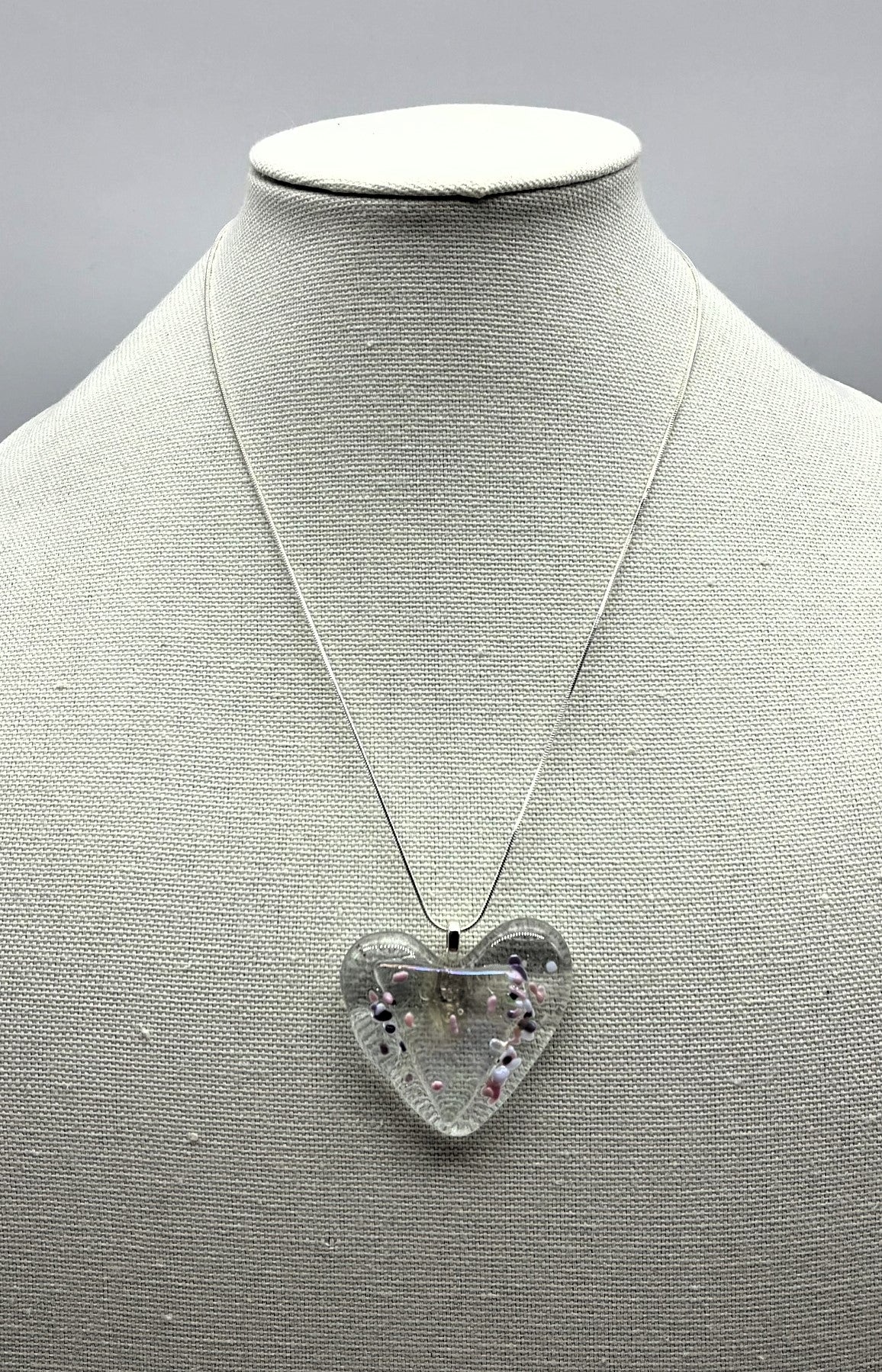 Jewelry -Clear glass heart with triangle cut of clear glass in middle