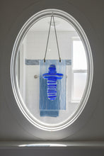 Load image into Gallery viewer, Blue Stacked Cross on Blue Transparent Glass Sun Catcher
