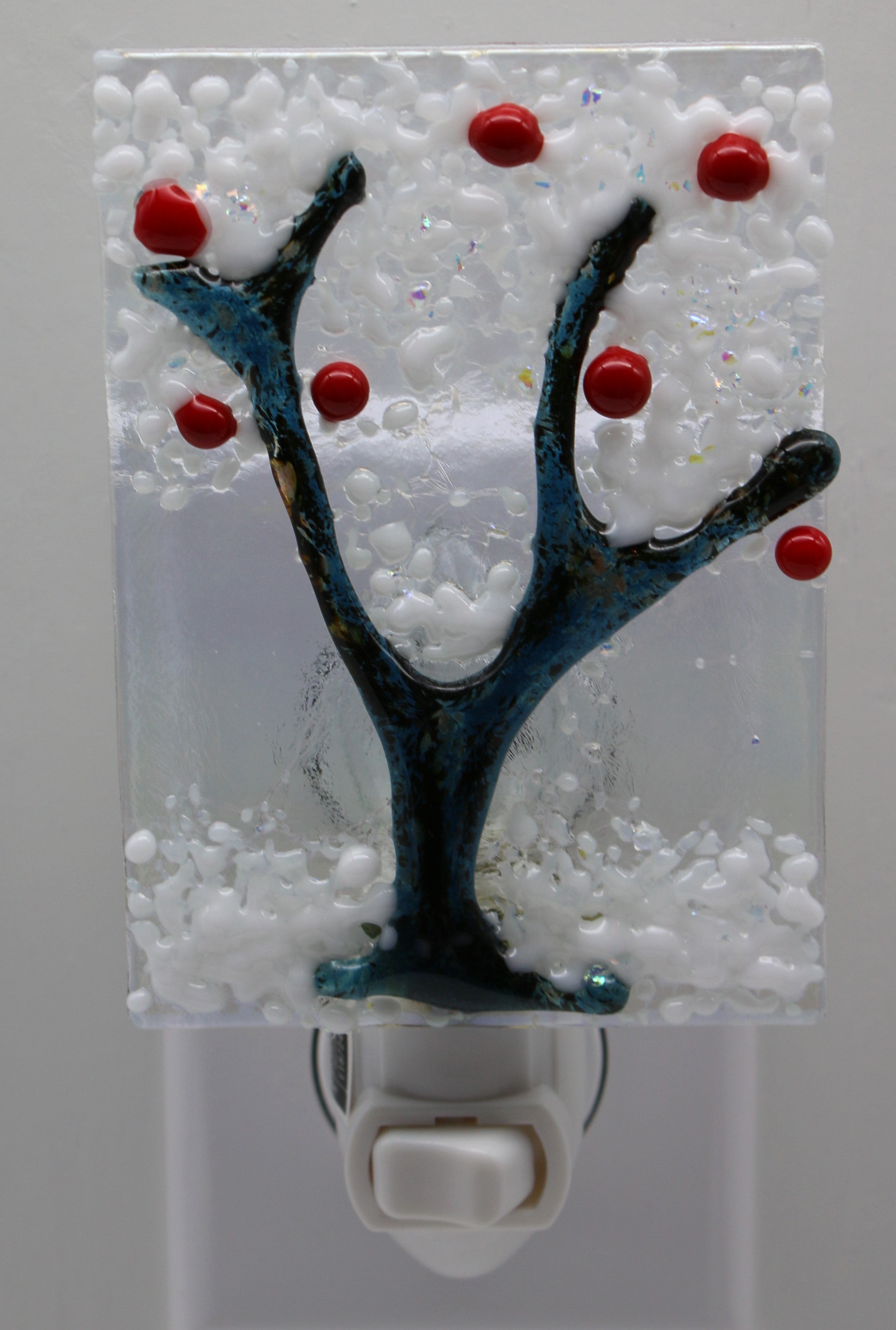 Blue and Brown Winter Tree Night Light