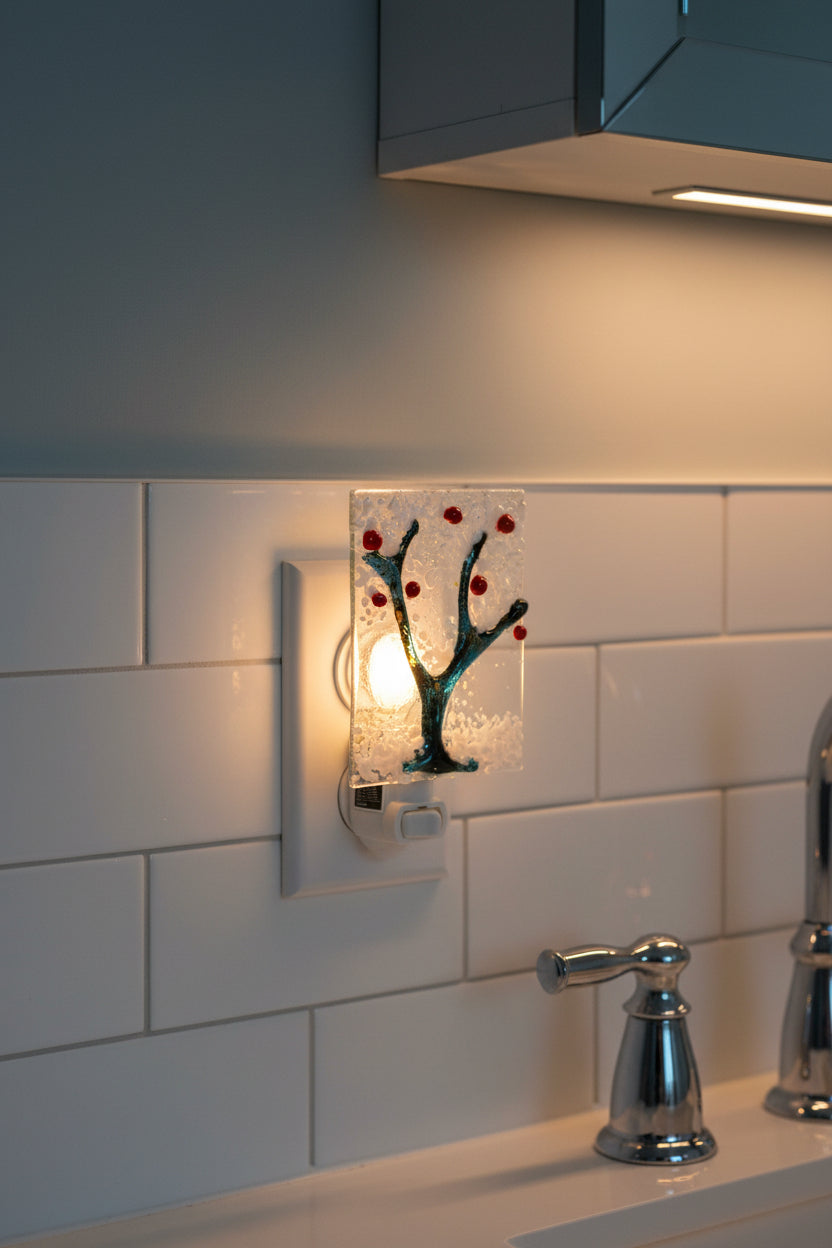 Blue and Brown Winter Tree Night Light