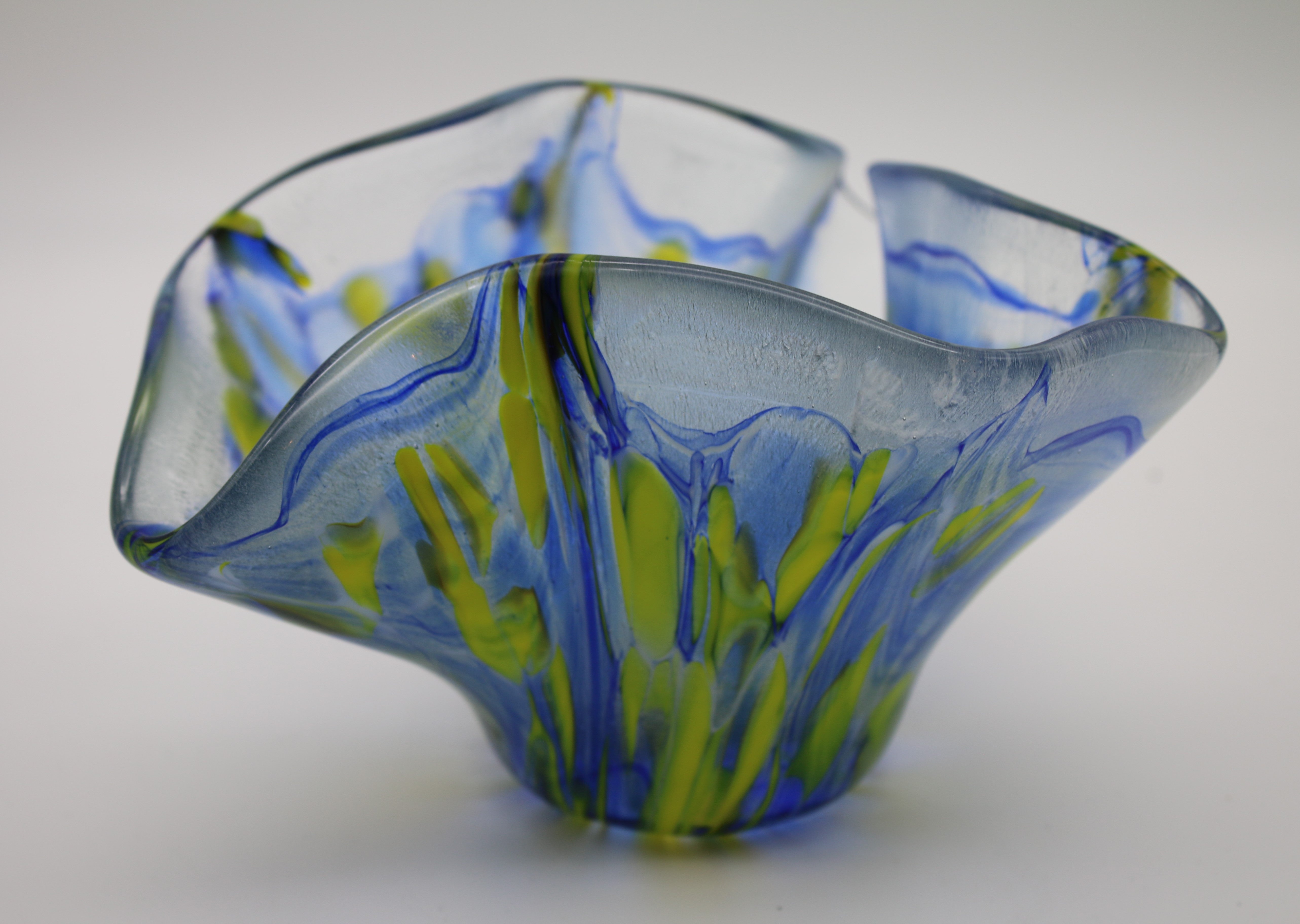 Blue and Yellow Stringer Flower Vase