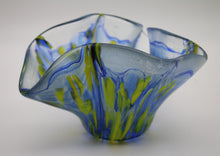 Load image into Gallery viewer, Blue and Yellow Stringer Flower Vase

