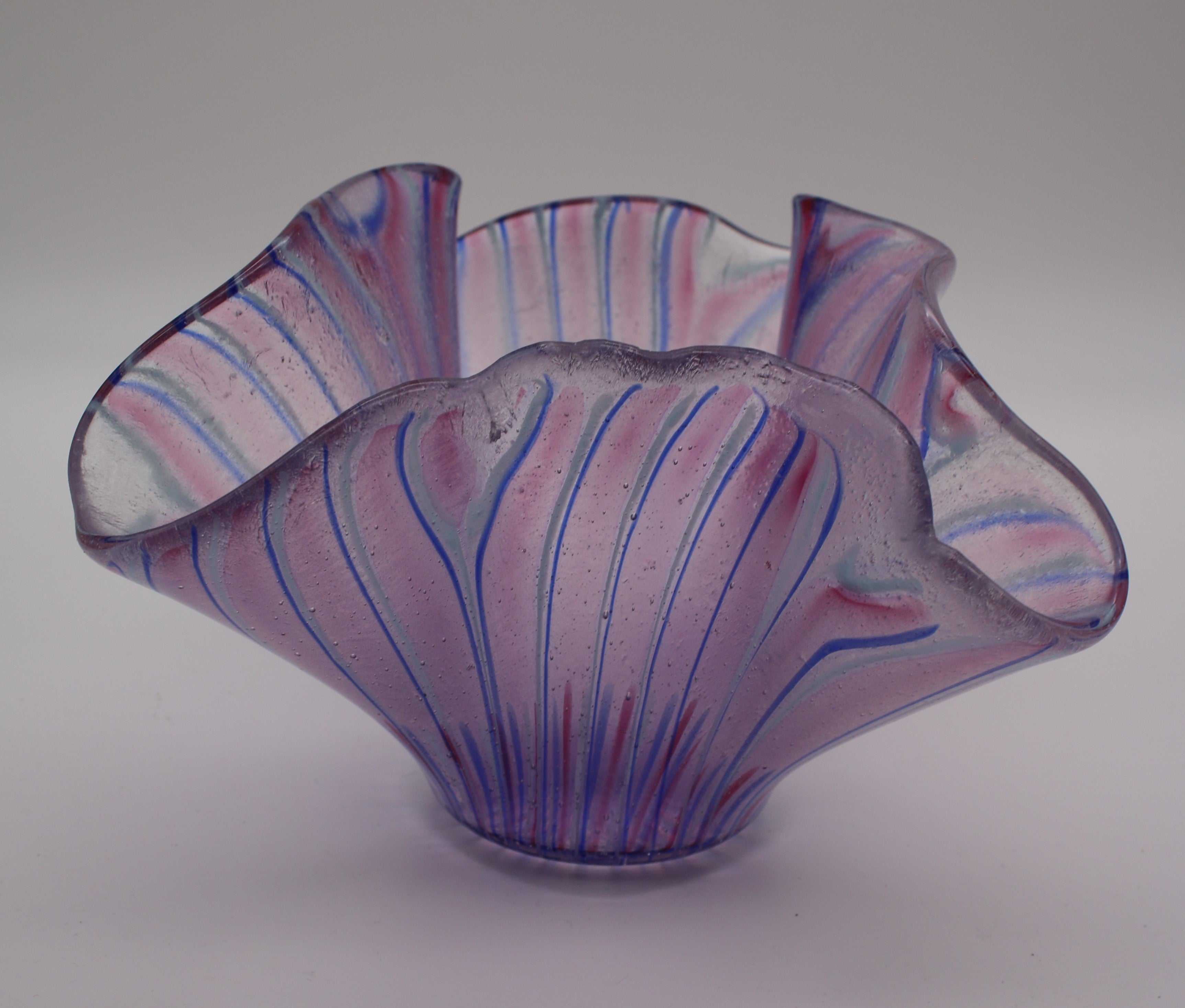 Light Red, Blue and white Striped Vase