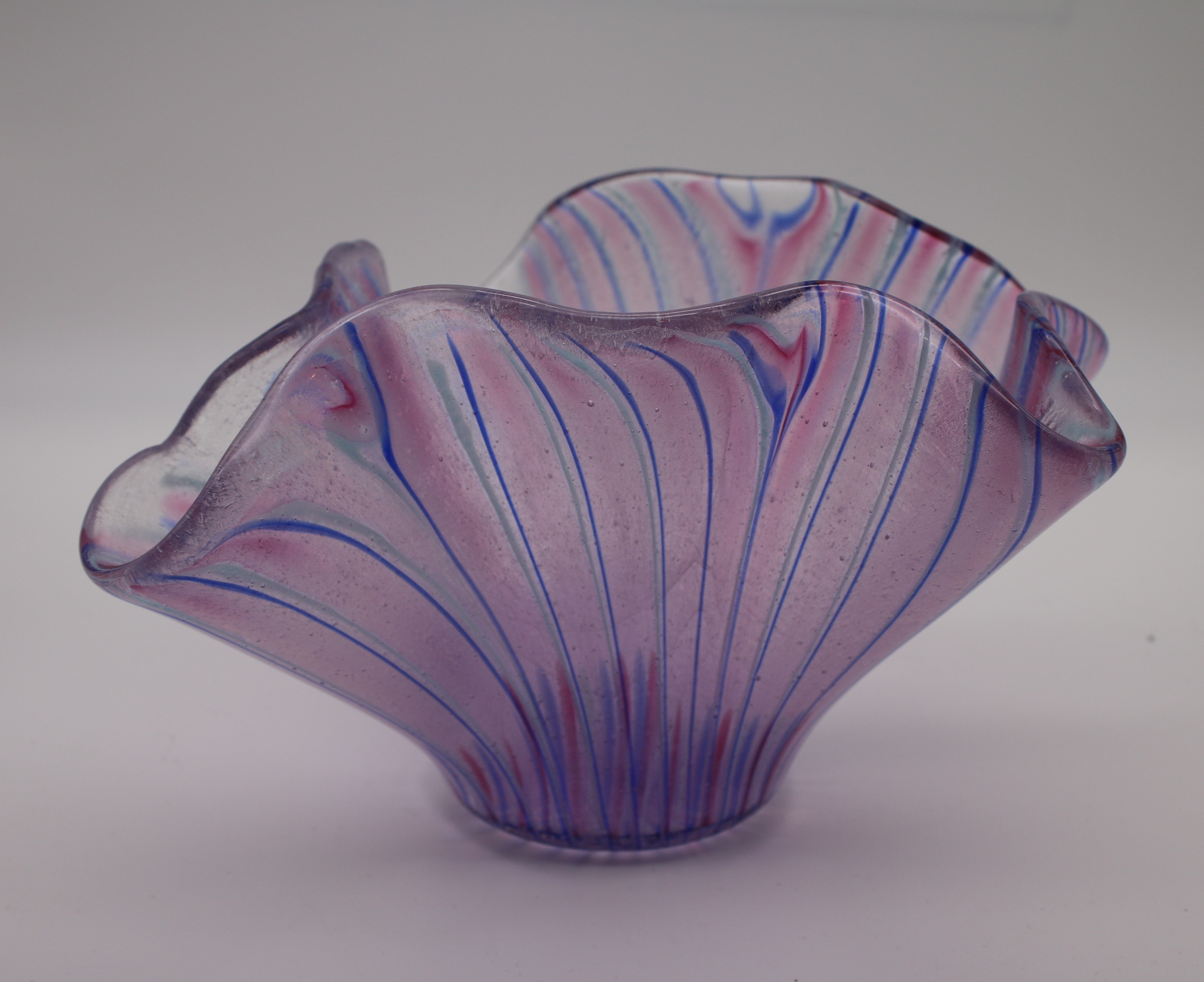 Light Red, Blue and white Striped Vase