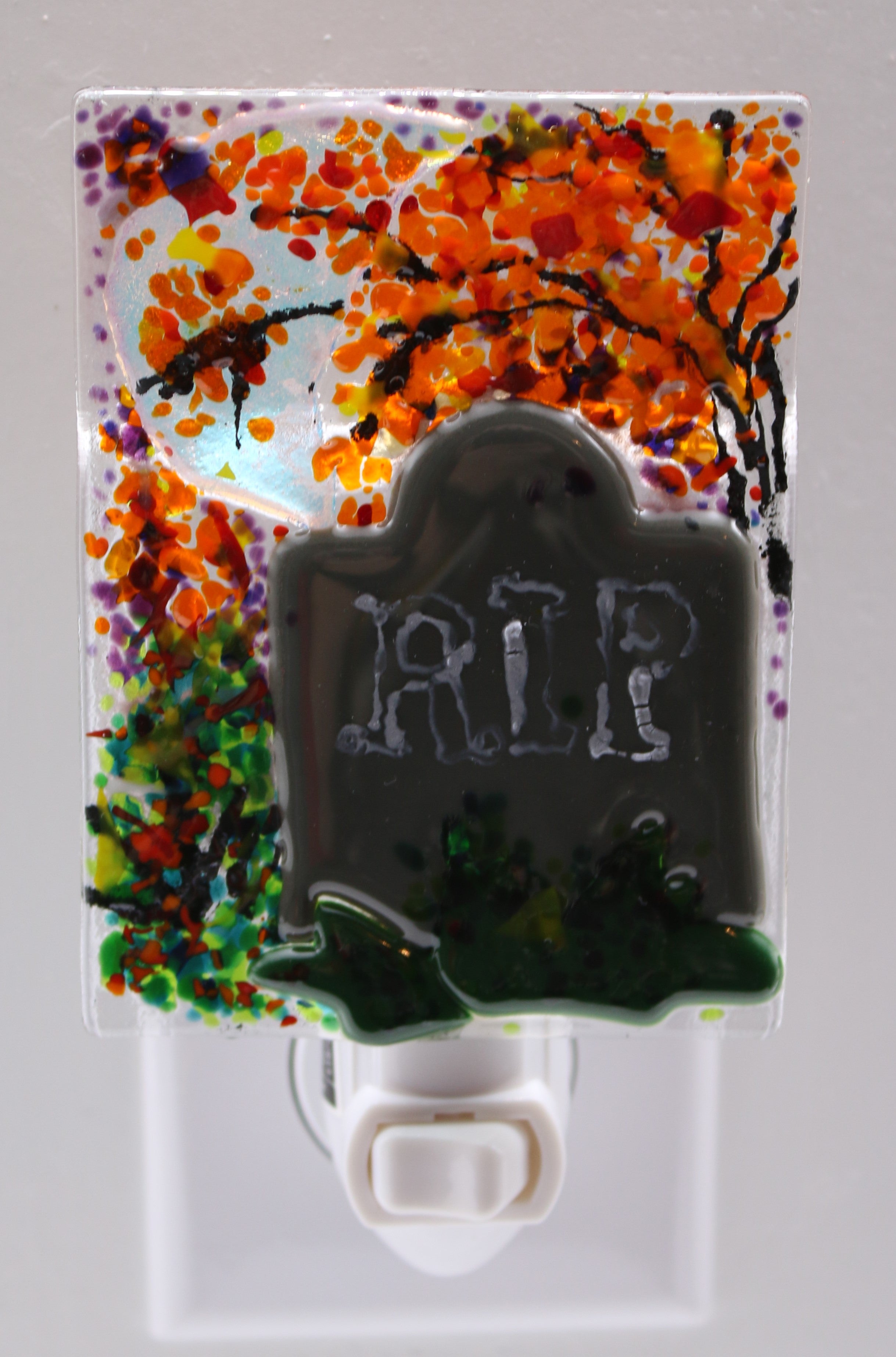 Halloween RIP Grave under Dichroic Moon