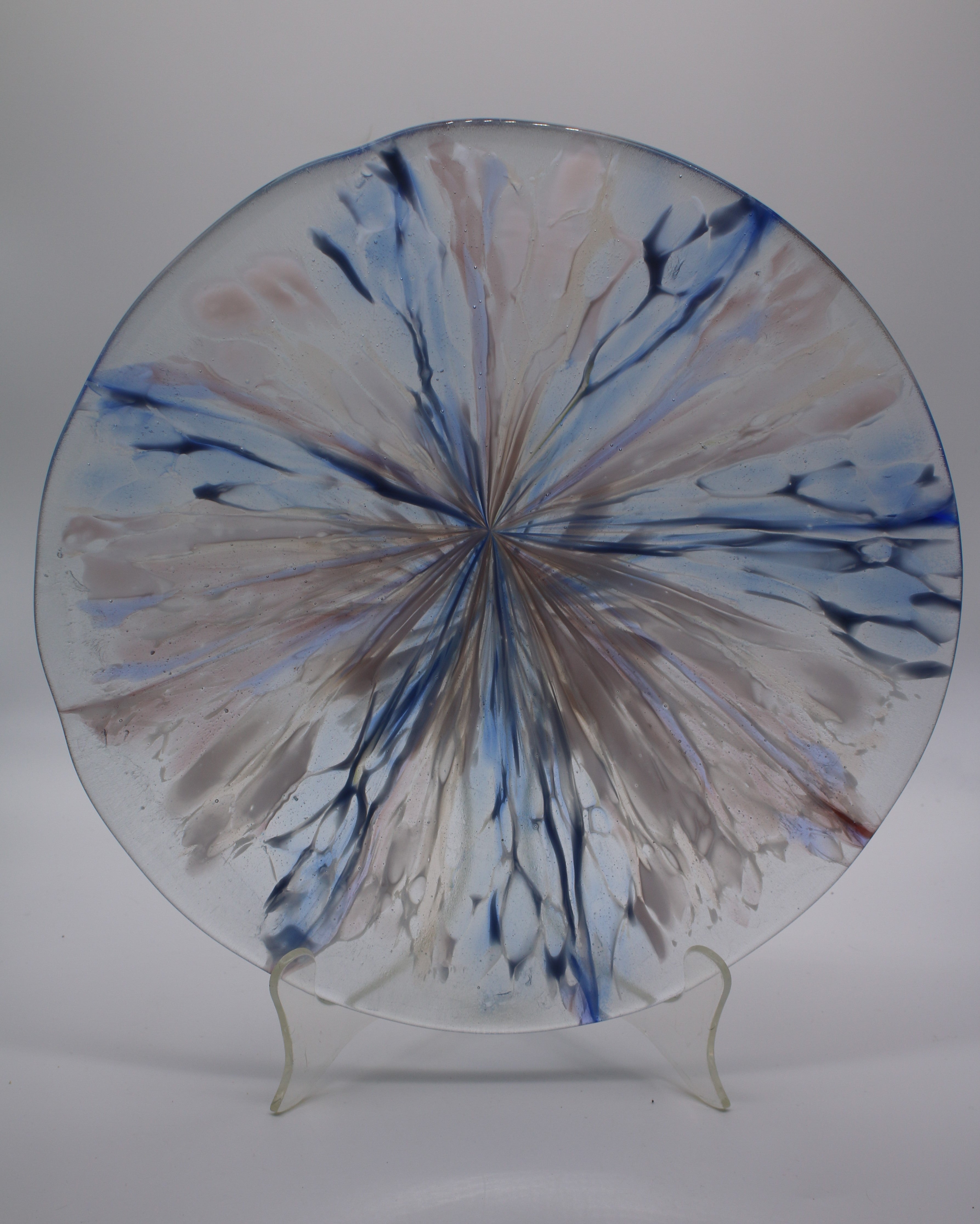 13.5  Round Mauve, Blue and White Stretch Bowl