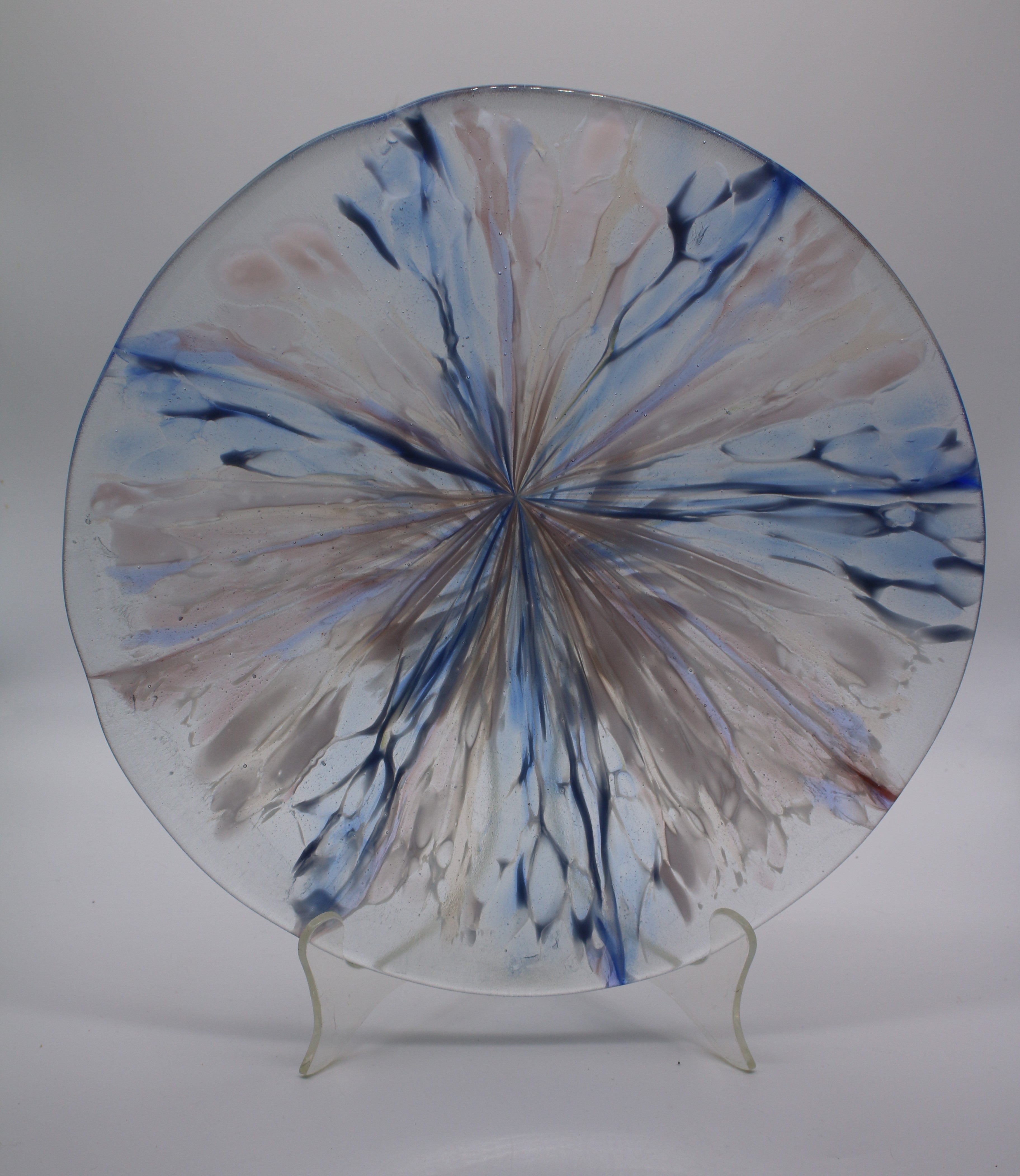 13.5  Round Mauve, Blue and White Stretch Bowl