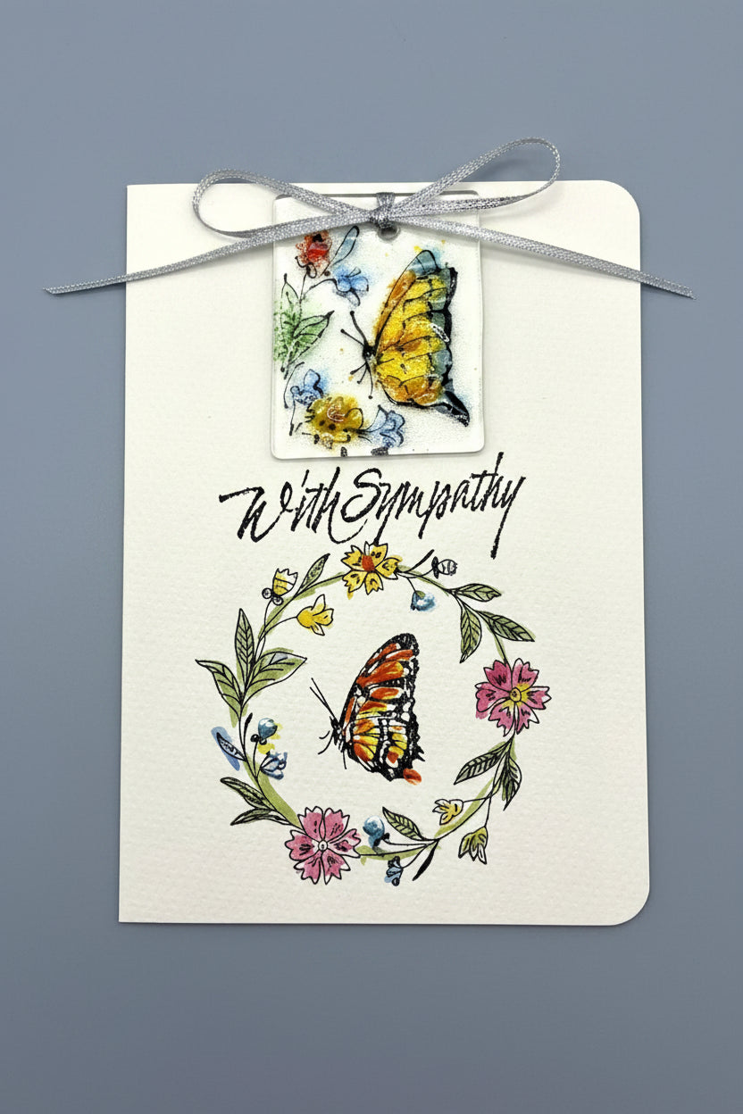 Sympathy watercolor Card with Butterfly