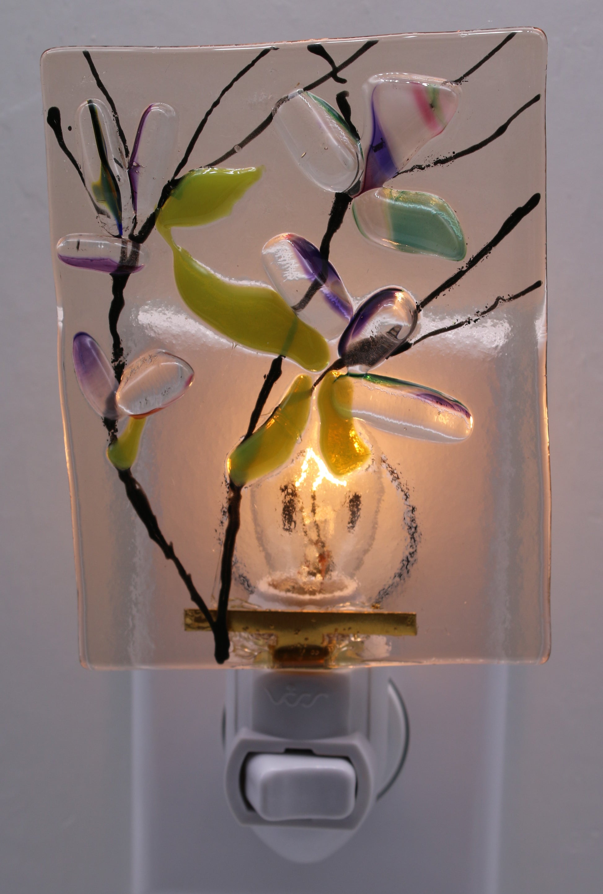 Blown Glass Flower Petals Night Light
