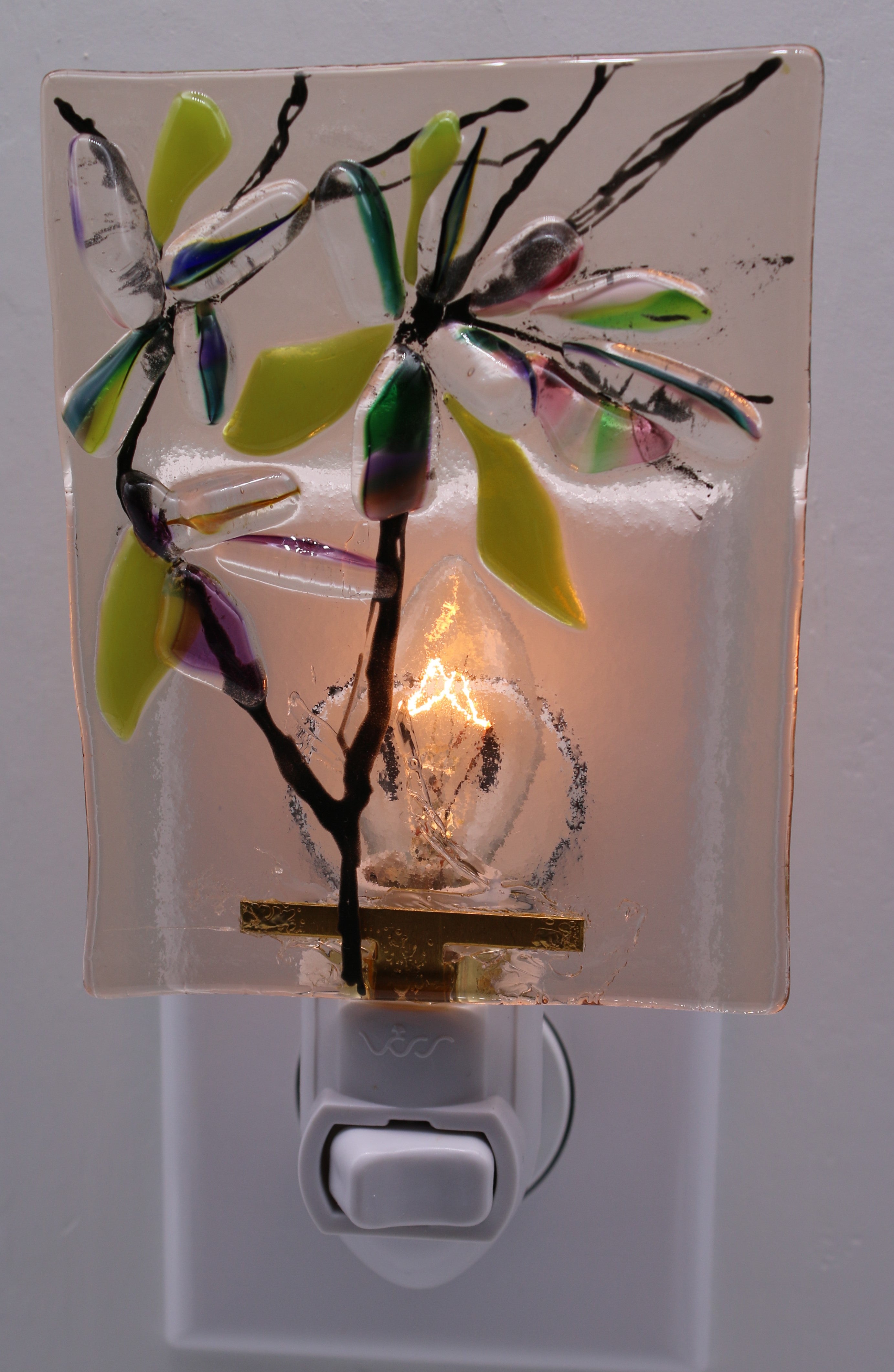 Blown Glass Flower Petals Night Light