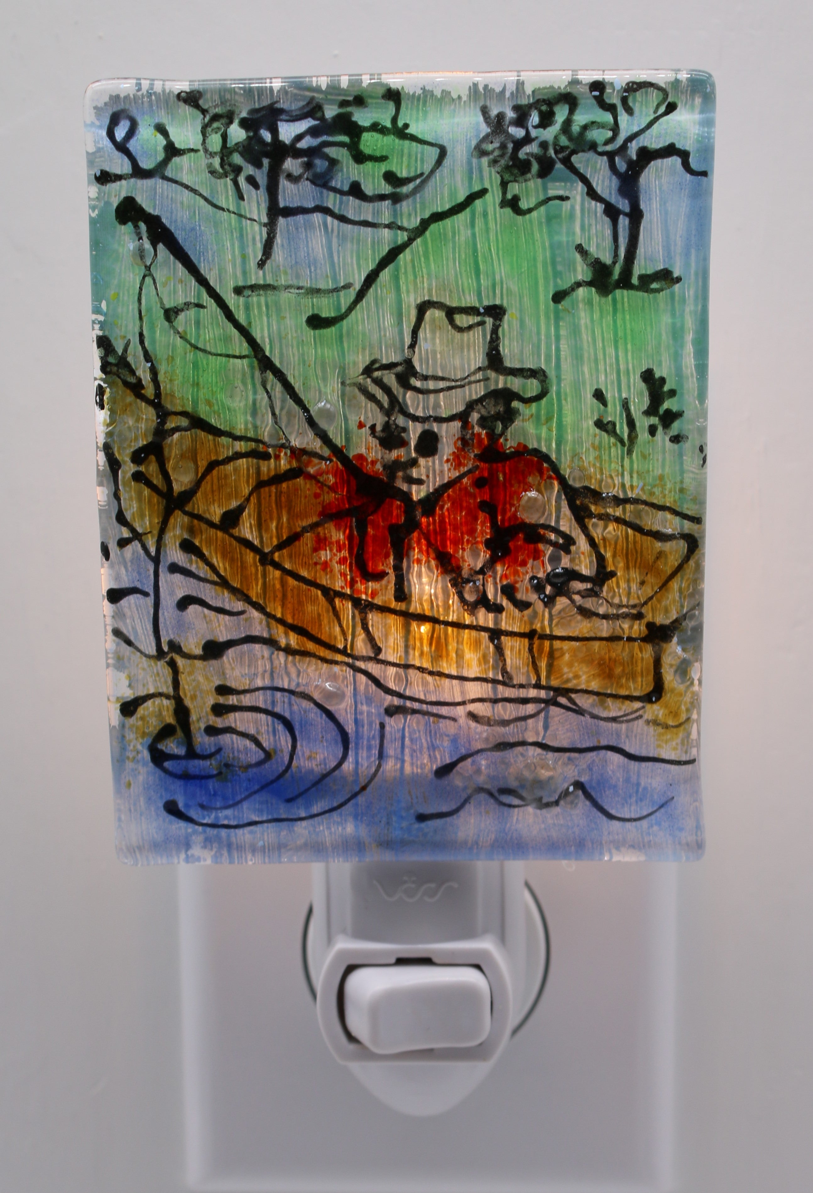 Fisherman in Boat Night Light