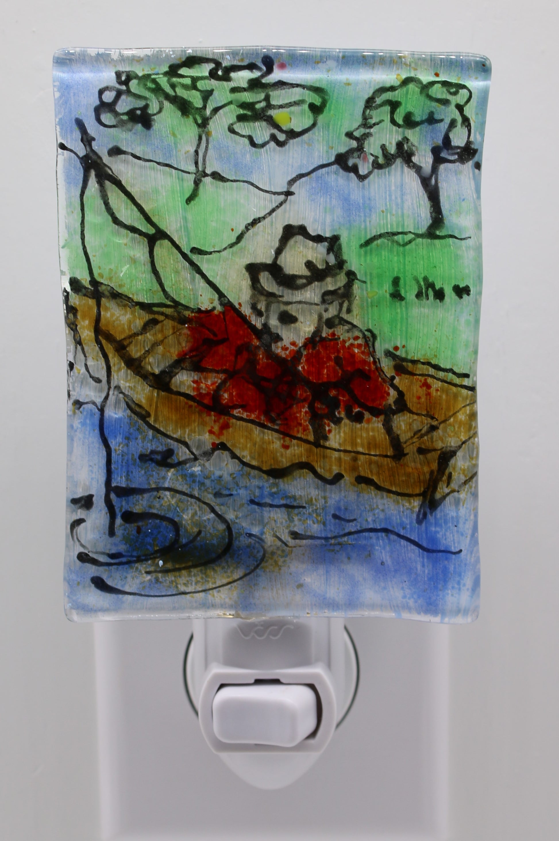 Fisherman in Boat Night Light