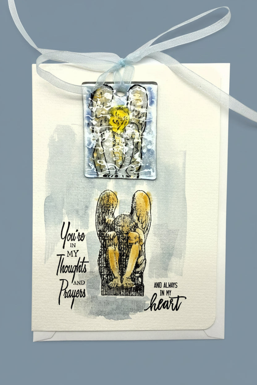 Sympathy watercolor Card with Prayer Angel