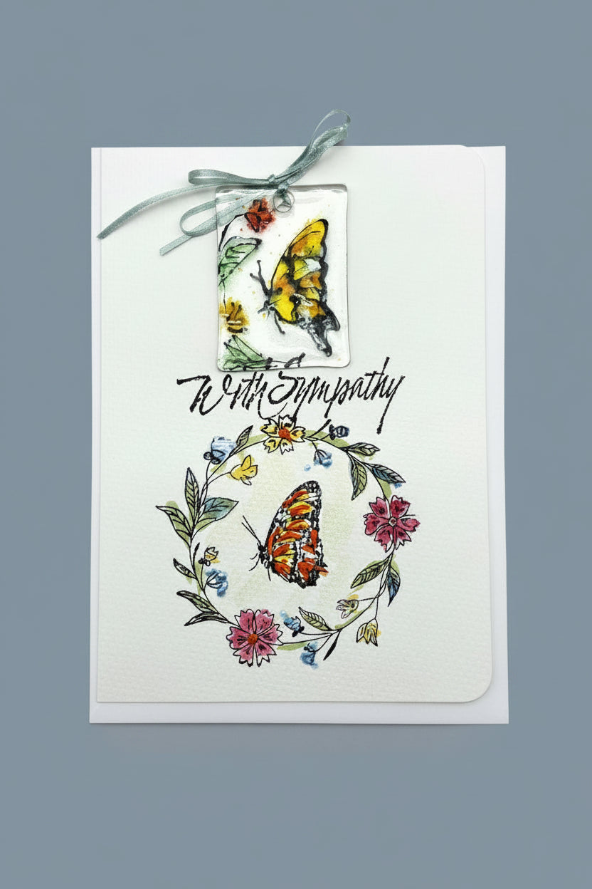 Sympathy watercolor Card with Butterfly