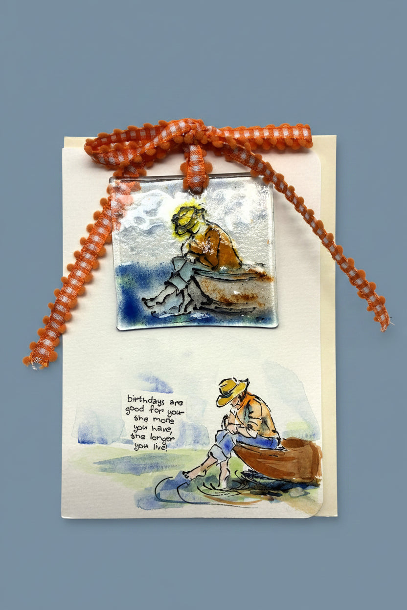 Woman at Lake Birthday Card