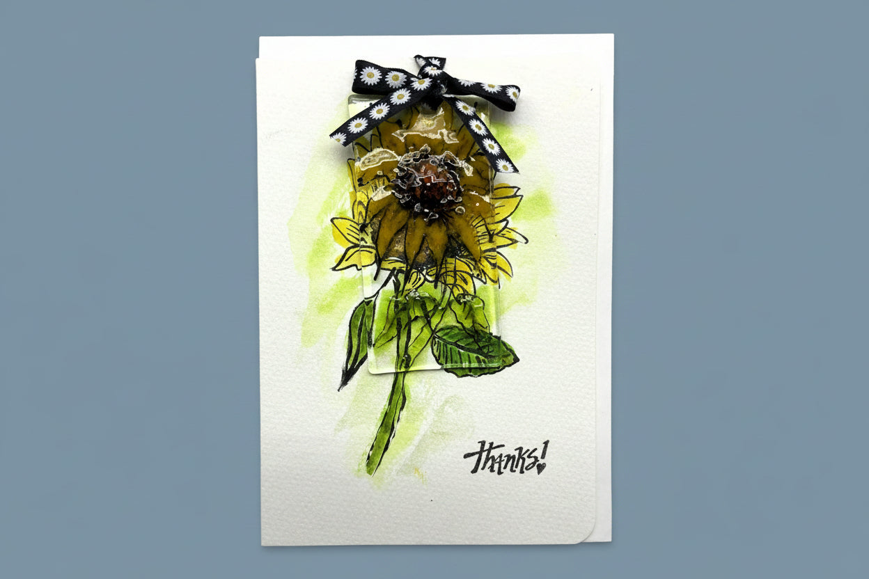 Thank You Sunflower Watercolor card