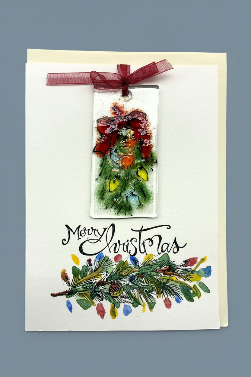 Lighted Evergreen Bough Card