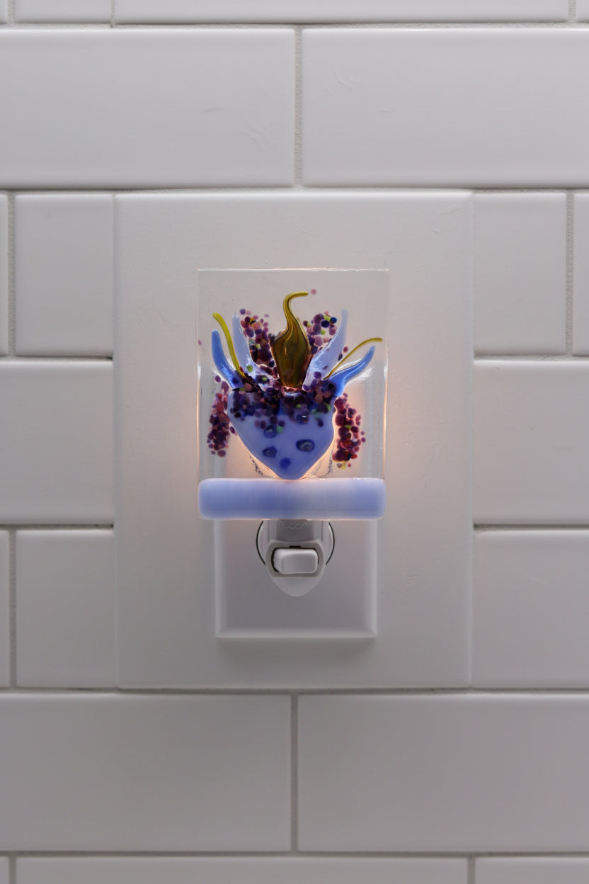 Blue Flowers in Polka Dot Pot Night Light