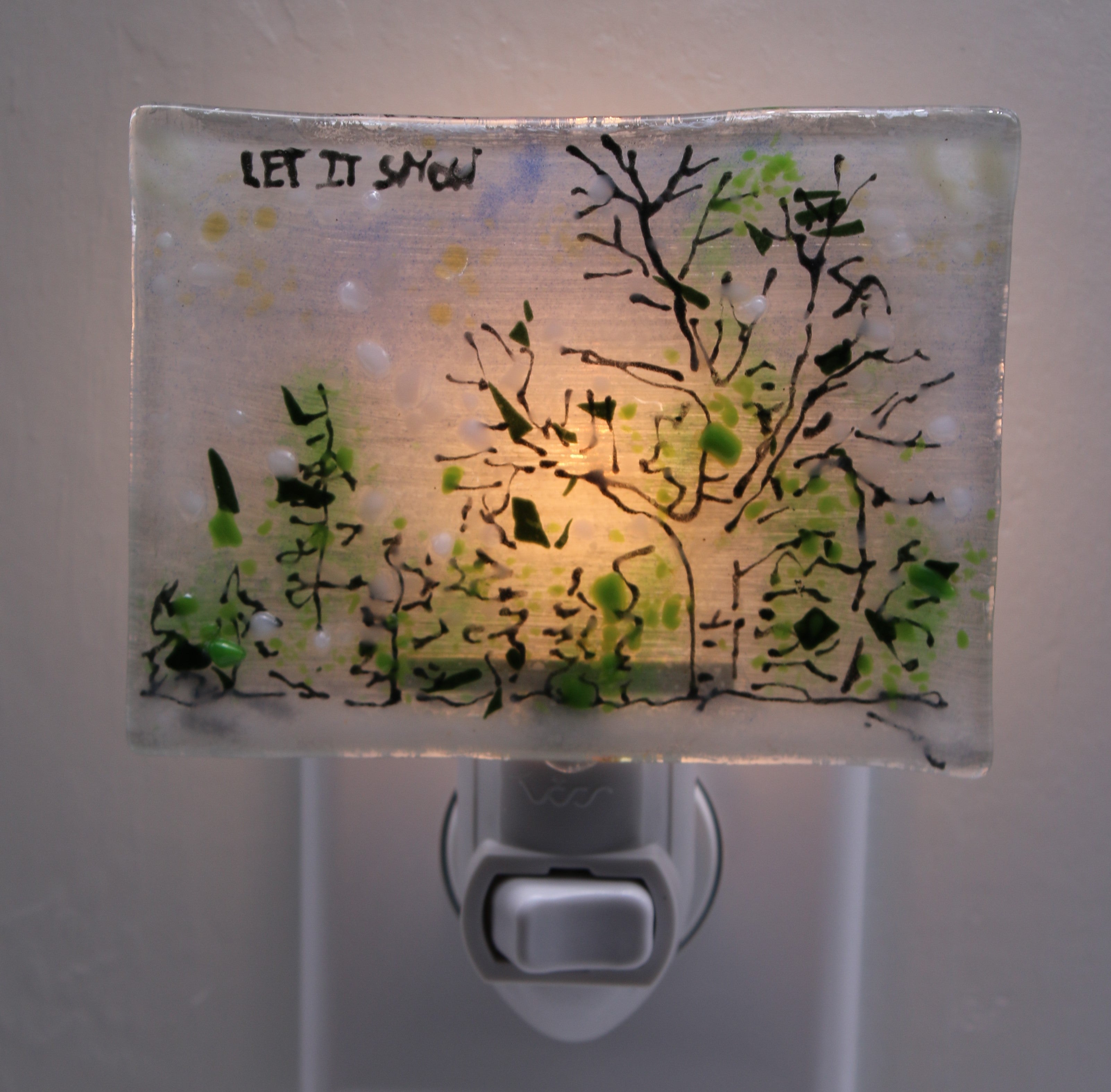 Birch Tree In Winter Night Light