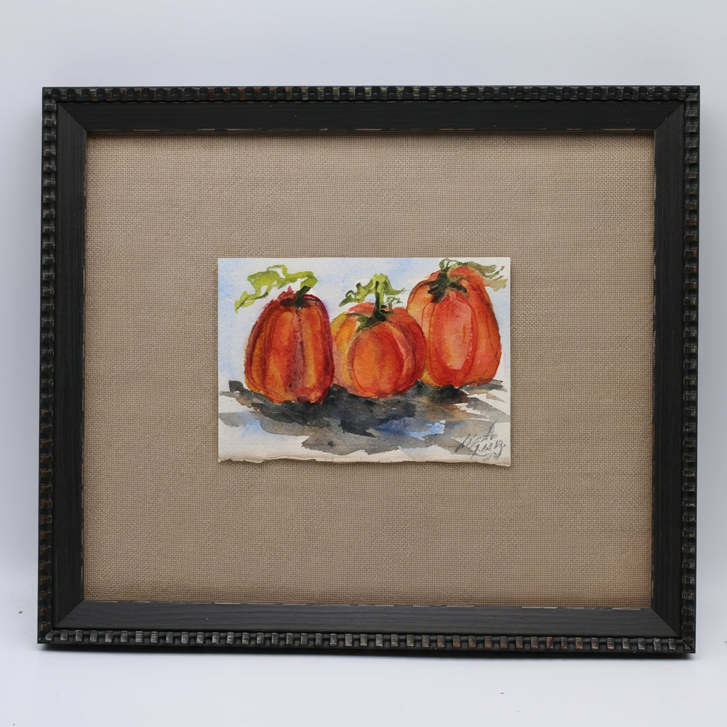 Three Pumpkins watercolor Painting