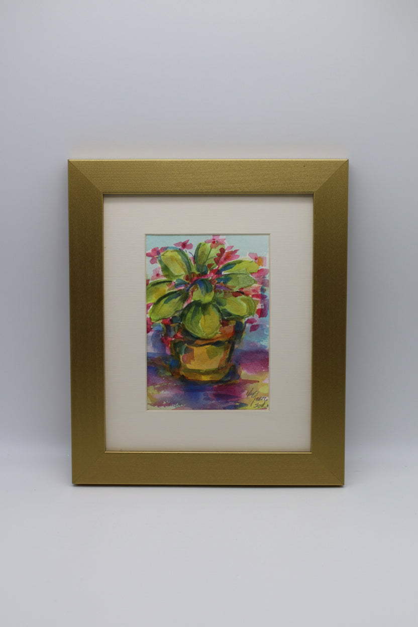 African Violet watercolor painting