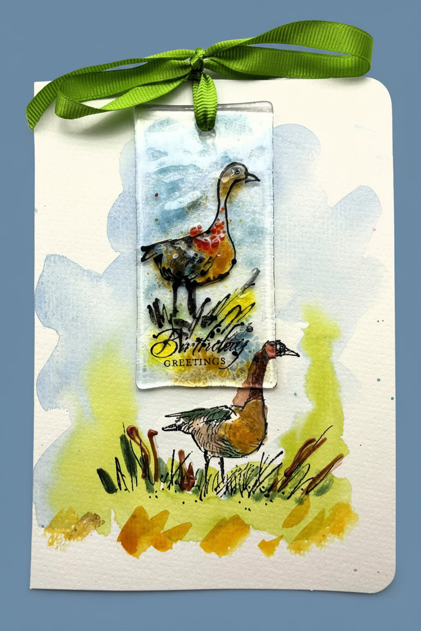 Duck Bringing Birthday Greetings Card