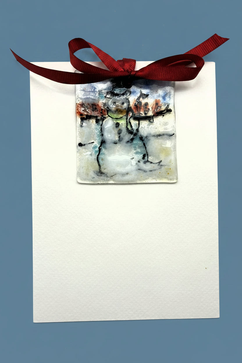 Snowman with Cardinals Holiday Card