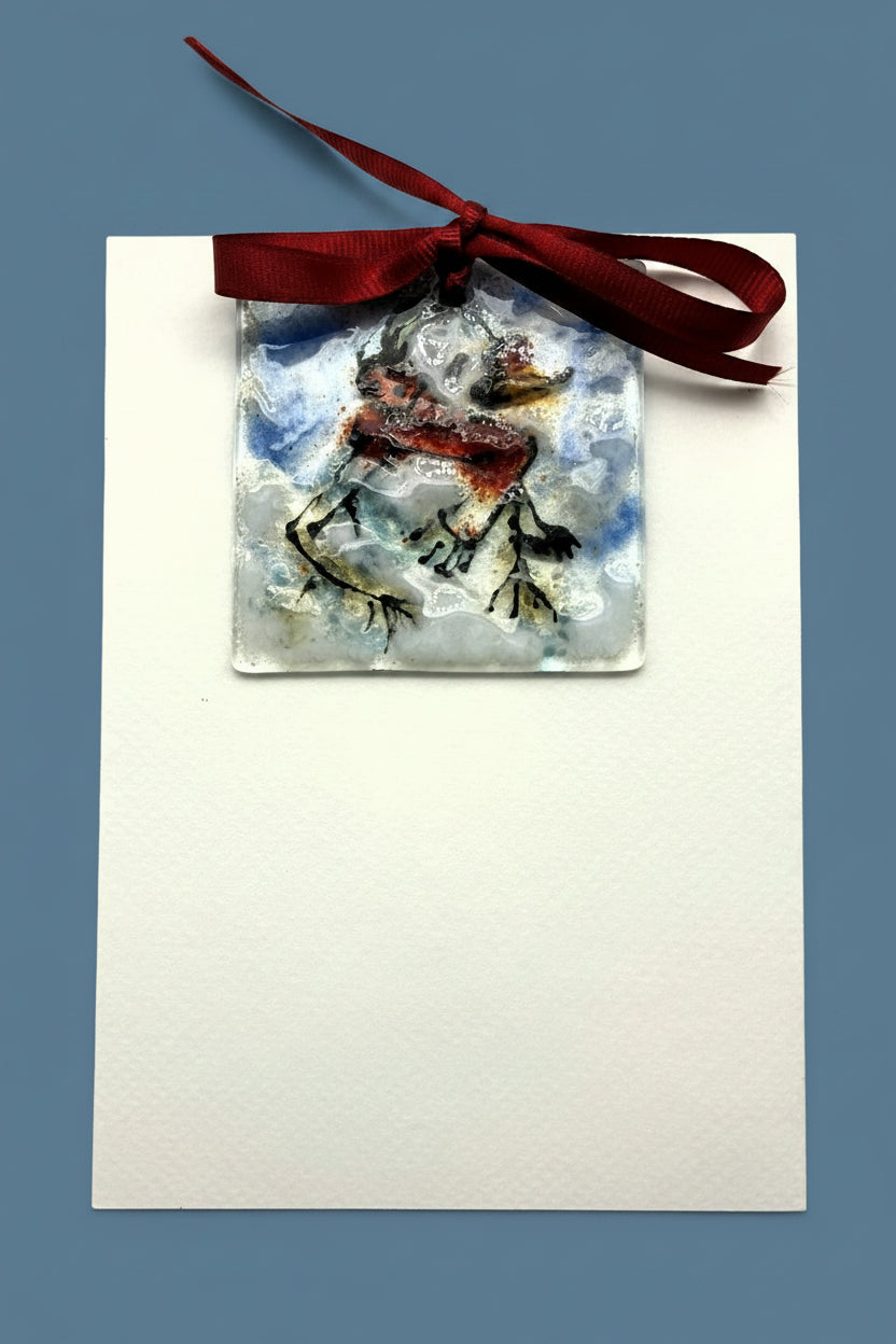 Snowman with snowballs by Tree Holiday Card