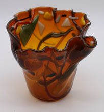 Load image into Gallery viewer, Dark Amber with Fall colors Vase
