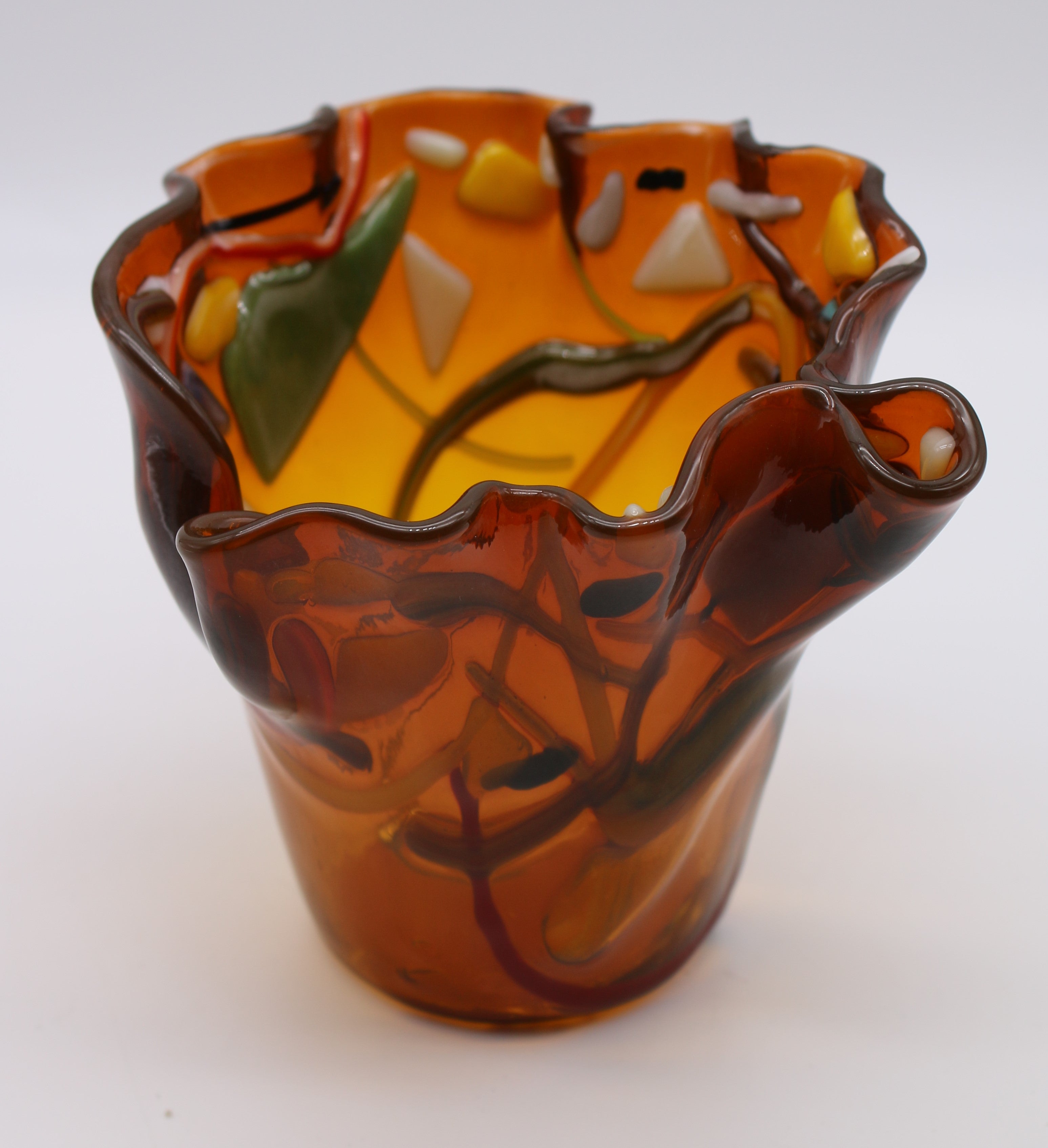Dark Amber with Fall colors Vase